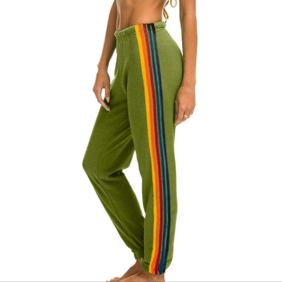 Aviator Nation 5 Stripe Sweatpants Jungle Green L - Picture 14 of 14